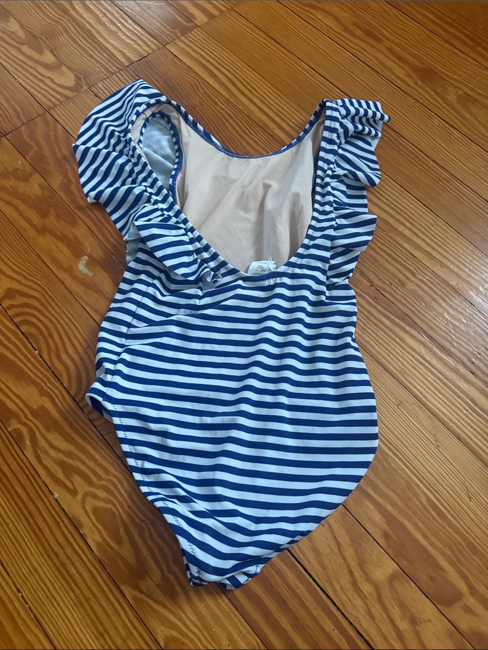 Crewcuts Navy and White Striped Swim Top with Cream Lining - Picture 3 of 3